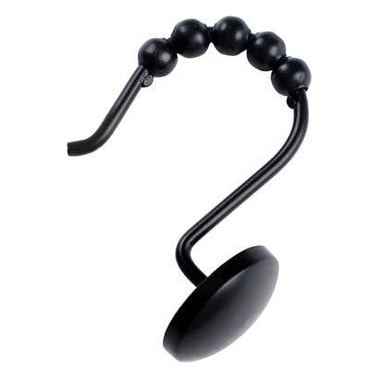 Utopia Alley Shower Hooks - Shower Curtain Rings for Bathroom - Rust Resistant Roller Shower Curtain Hooks for Shower Curtain or Liner - Set of 12, Matte Black