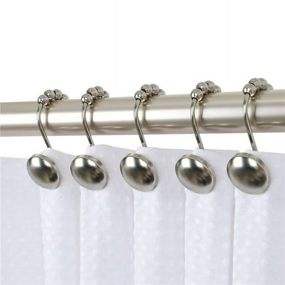 Utopia Alley Shower Hooks - Shower Curtain Rings for Bathroom - Rust Resistant Roller Shower Curtain Hooks for Shower Curtain or Liner - Set of 12, Brushed Nickel