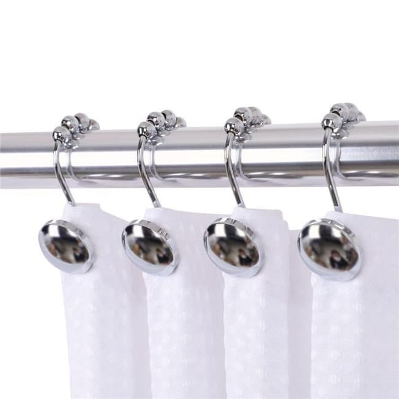 Utopia Alley Shower Hooks - Shower Curtain Rings for Bathroom - Rust Resistant Roller Shower Curtain Hooks for Shower Curtain or Liner - Set of 12, Polished Chrome