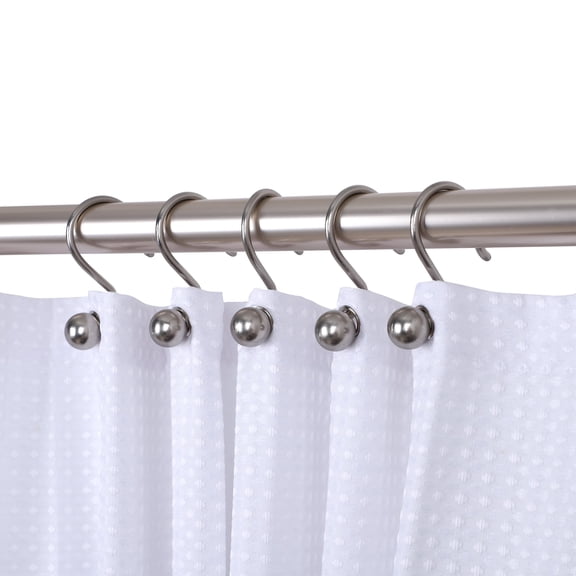 Utopia Alley Shower Hooks - Shower Curtain Rings for Bathroom - Rust Proof Shower Curtain Hooks for Shower Curtain or Liner - Set of 12, Brushed Nickel