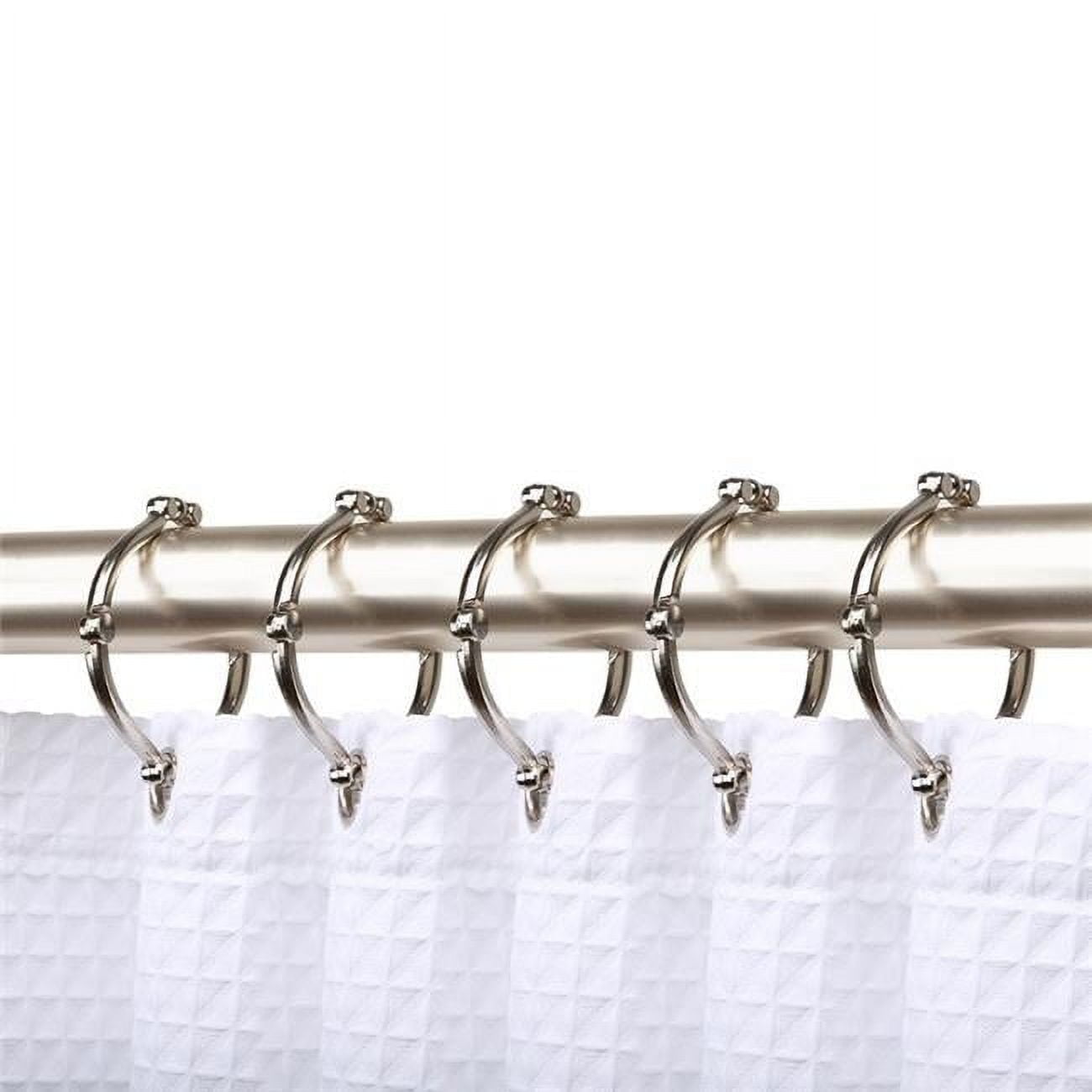 Utopia Alley Shower Hooks - Shower Curtain Rings for Bathroom - Rust Proof Shower Curtain Hooks for Shower Curtain or Liner - Set of 12, Brushed Nickel