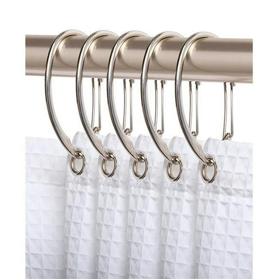 Utopia Alley Shower Hooks - Shower Curtain Rings for Bathroom - Rust Proof Shower Curtain Hooks for Shower Curtain or Liner - Set of 12, Brushed Nickel
