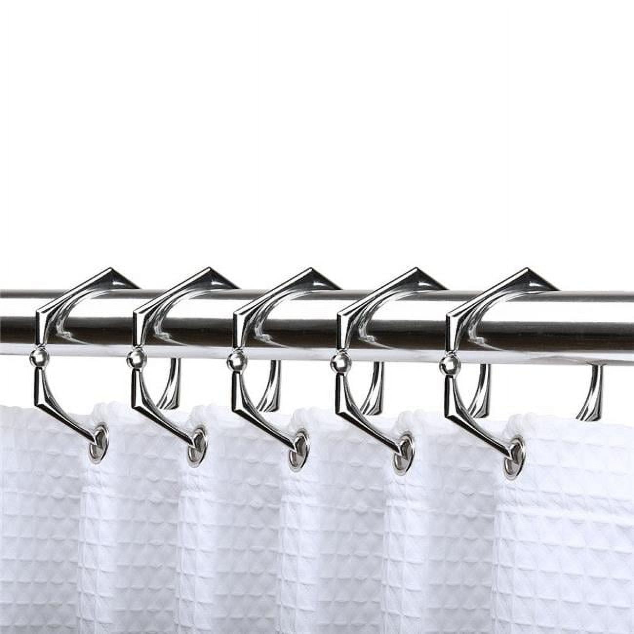 Chrome Rustproof Zinc Alloy Shower Curtain Hooks Set of 12