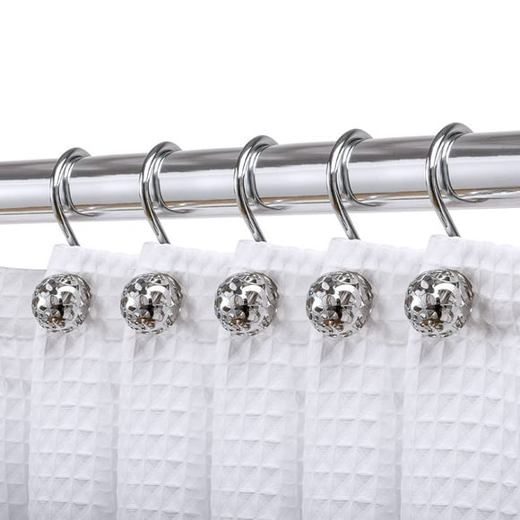 Utopia Alley Shower Hooks - Shower Curtain Rings for Bathroom - Rust Resistant Shower Curtain Hooks for Shower Curtain or Liner - Set of 12, Polished Chrome