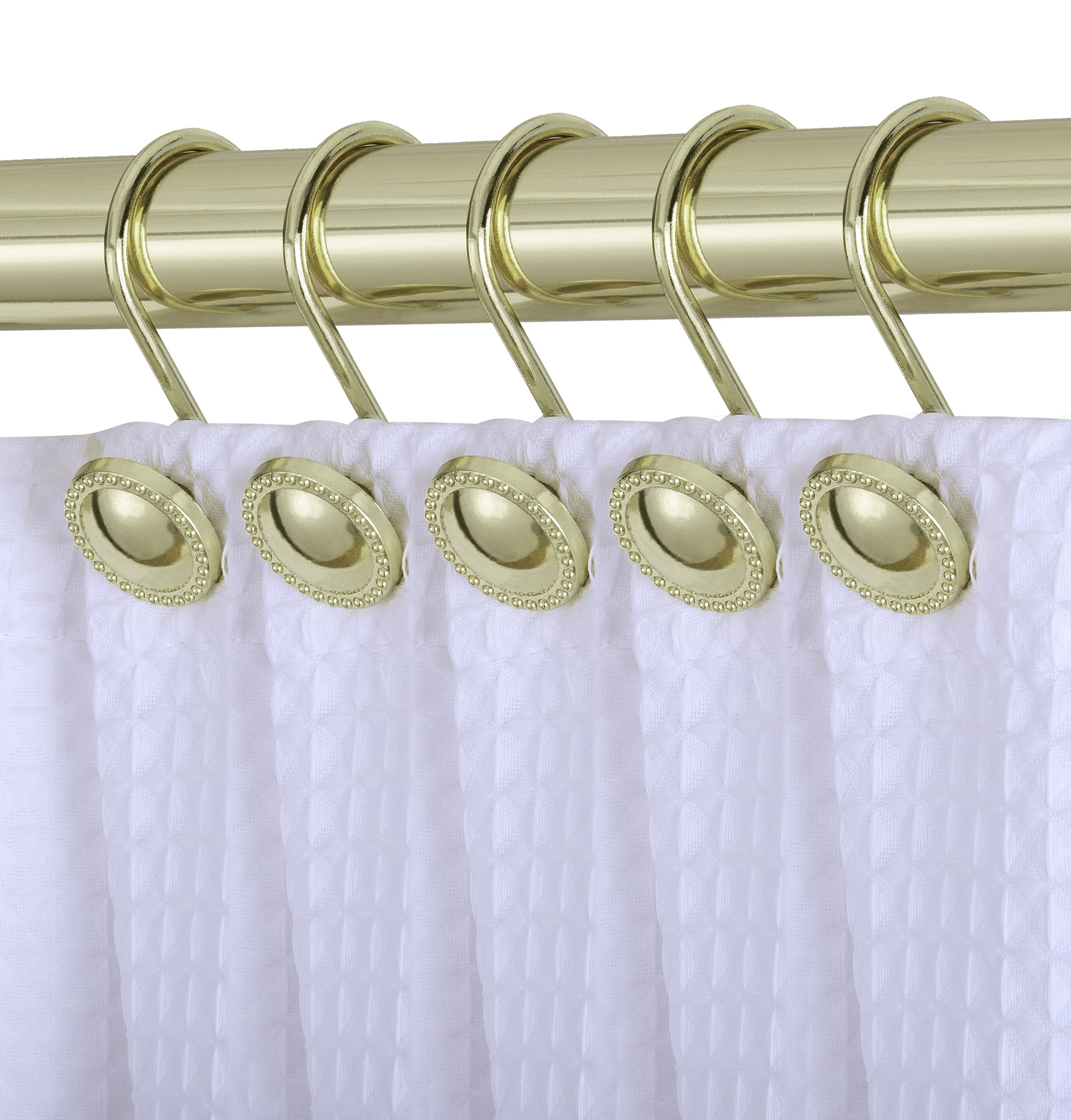 Utopia Alley Shower Hooks - Shower Curtain Rings for Bathroom - Rust Proof Shower Curtain Hooks for Shower Curtain or Liner - Set of 12, Gold