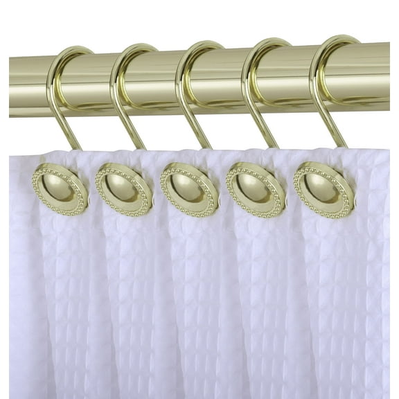 Utopia Alley Shower Hooks - Shower Curtain Rings for Bathroom - Rust Proof Shower Curtain Hooks for Shower Curtain or Liner - Set of 12, Gold