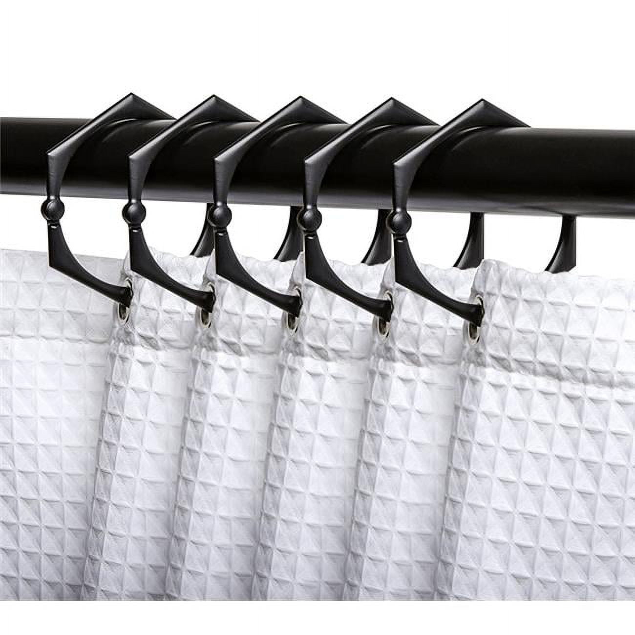 Matte Black Hexagonal Zinc Alloy Shower Curtain Hooks Set