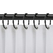 Utopia Alley Shower Hooks - Shower Curtain Rings for Bathroom - Rust Proof Shower Curtain Hooks for Shower Curtain or Liner - Set of 12, Matte Black