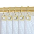 thumbnail image 1 of Utopia Alley Shower Rings, Double Shower Curtain Hooks for Bathroom, Rust Resistant Shower Curtain Hooks Rings, Crystal Design, Set of 12, Gold, 1 of 9