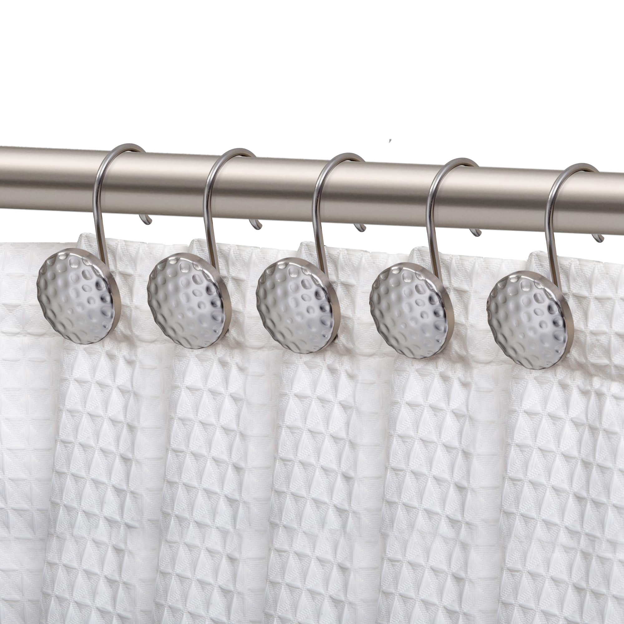 Utopia Alley Shower Rings Hooks, Shower Curtain Rings Hooks for Bathroom, Rust Resistant Shower Curtain Hooks Rings, Set of 12, Brushed Nickel
