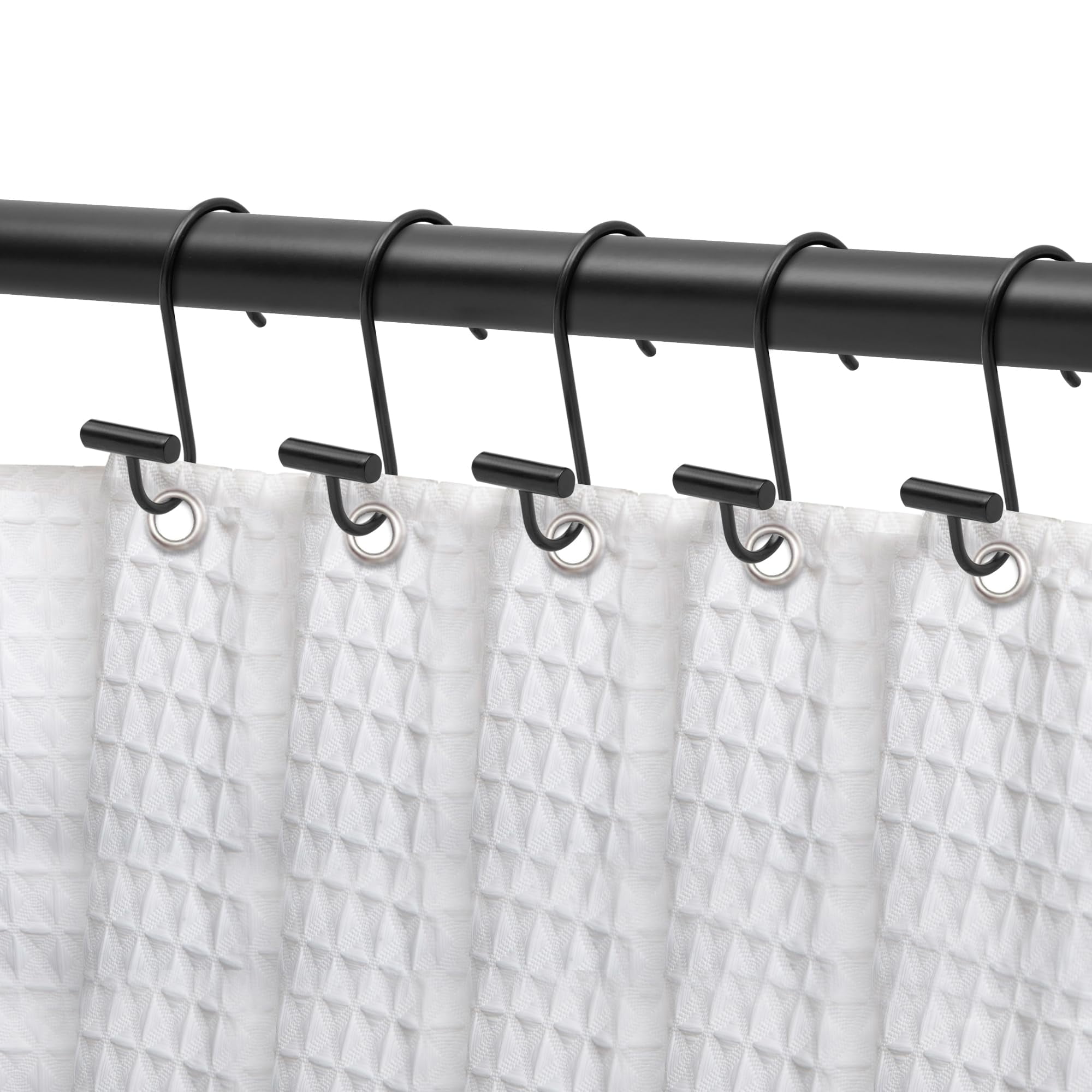 Utopia Alley Shower Rings Hooks, Shower Curtain Rings Hooks for Bathroom, Rust Resistant Shower Curtain Hooks Rings, Set of 12, Matte black