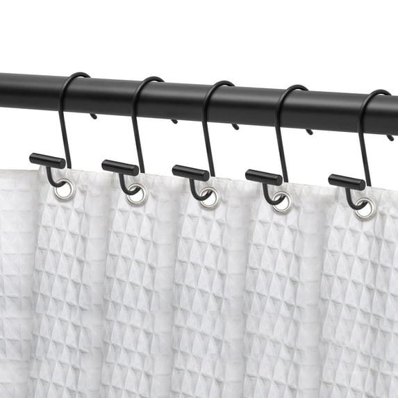 Utopia Alley Shower Rings Hooks, Shower Curtain Rings Hooks for Bathroom, Rust Resistant Shower Curtain Hooks Rings, Set of 12, Matte black