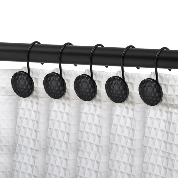 Utopia Alley Shower Rings Hooks, Shower Curtain Rings Hooks for Bathroom, Rust Resistant Shower Curtain Hooks Rings, Set of 12, Matte black