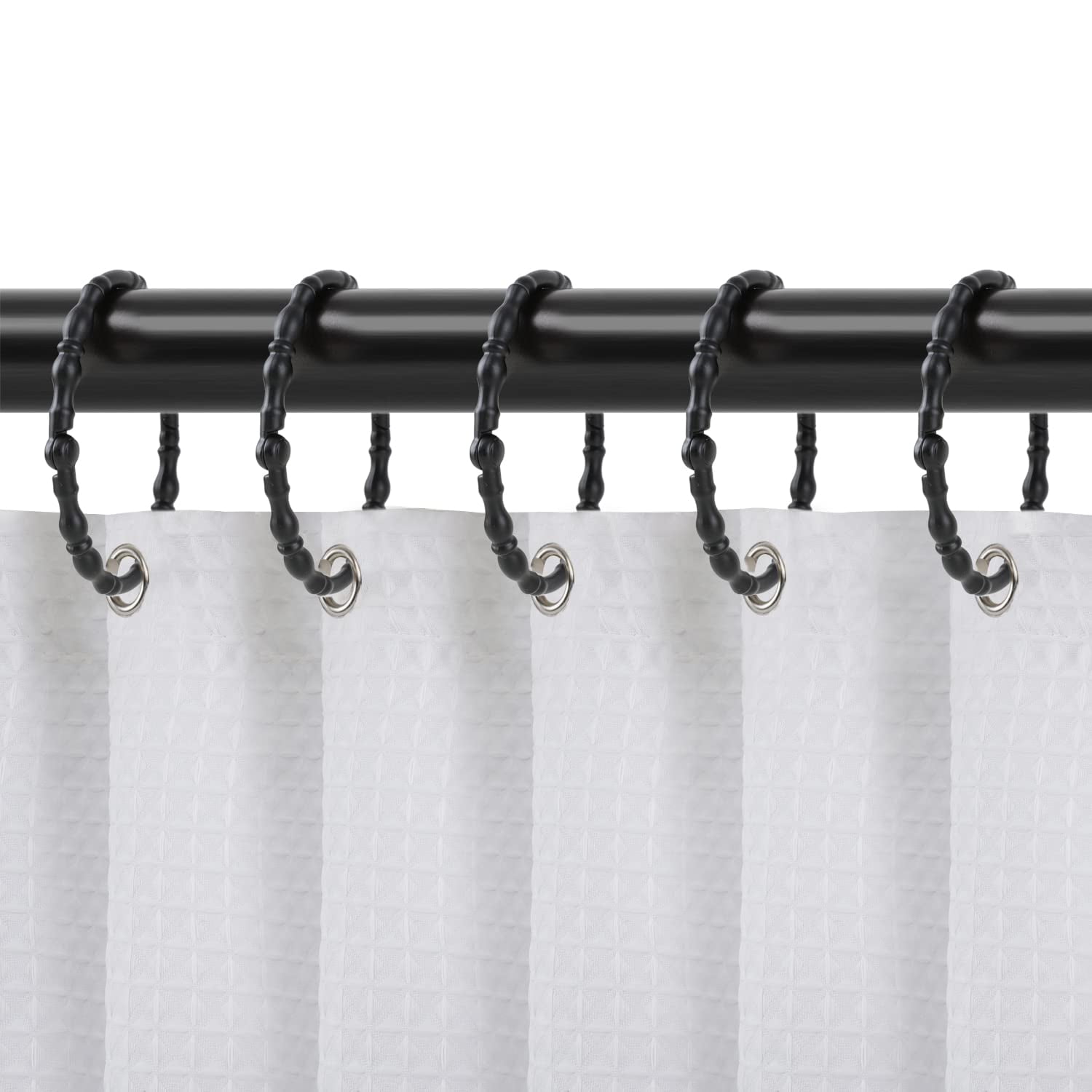 Utopia Alley  Shower Rings, Oval Shape Shower Curtain Rings for Bathroom, Rustproof Zinc Shower Curtain Hooks Rings, Set of 12 Black