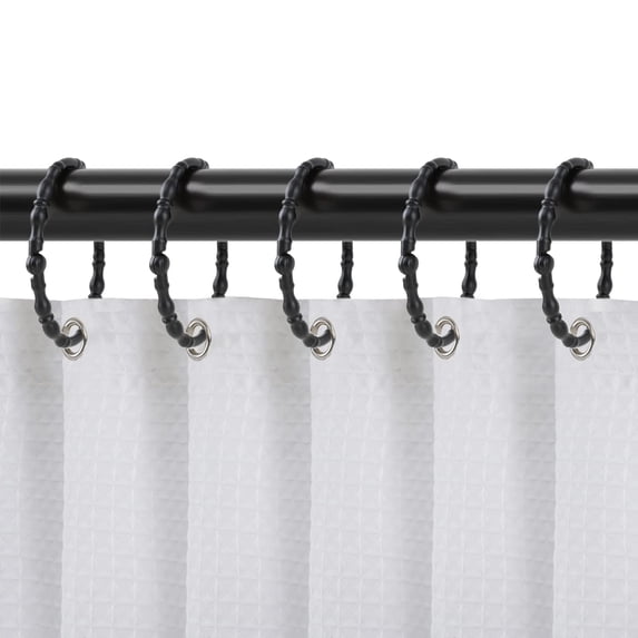 Utopia Alley Shower Rings, Oval Shape Shower Curtain Rings for Bathroom, Rustproof Zinc Shower Curtain Hooks Rings, Set of 12 Black