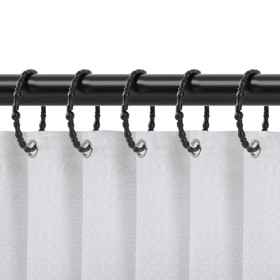 Utopia Alley Shower Rings, Oval Shape Shower Curtain Rings for Bathroom, Rustproof Zinc Shower Curtain Hooks Rings, Set of 12 Black