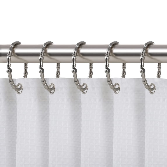 Utopia Alley Shower Rings, Oval Shape Shower Curtain Rings for Bathroom, Rustproof Zinc Shower Curtain Hooks Rings, Set of 12 Brushed Nickel
