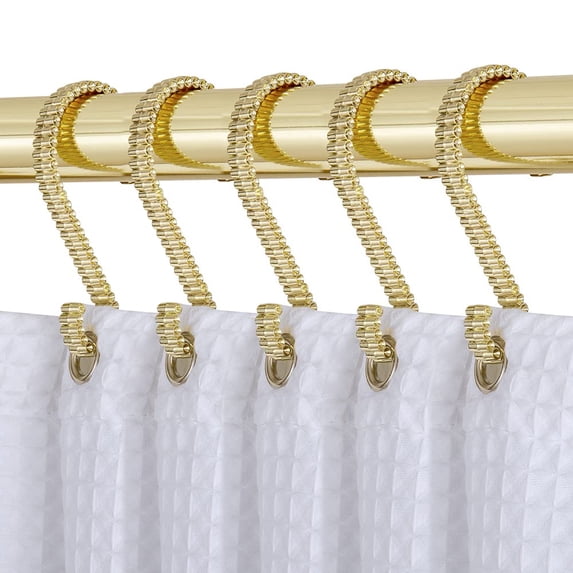 Utopia Alley Shower Rings, Shower Curtain Rings for Bathroom, Rustproof Zinc Shower Curtain Hooks Rings, S Shaped Hooks for Shower Curtains, Set of 12, Gold