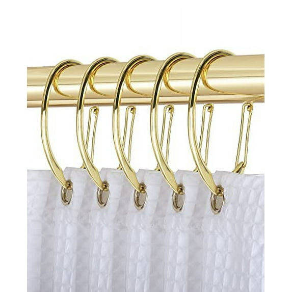 Utopia Alley Shower Rings, Shower Curtain Rings for Bathroom, Rustproof Zinc Shower Curtain Hooks Rings, Set of 12, Gold