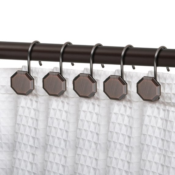 Utopia Alley Shower Rings, Shower Curtain Rings for Bathroom, Rustproof Zinc Shower Curtain Hooks Rings, Set of 12, Oil Rubbed Bronze