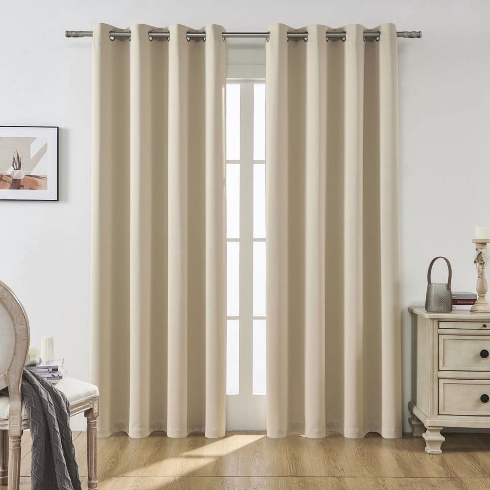 Utopia Alley Solid Blackout Window Curtains for Bedrooms and Living Rooms, Polyester Curtains, 2 Panels Set (52" W × 96" L, Beige)
