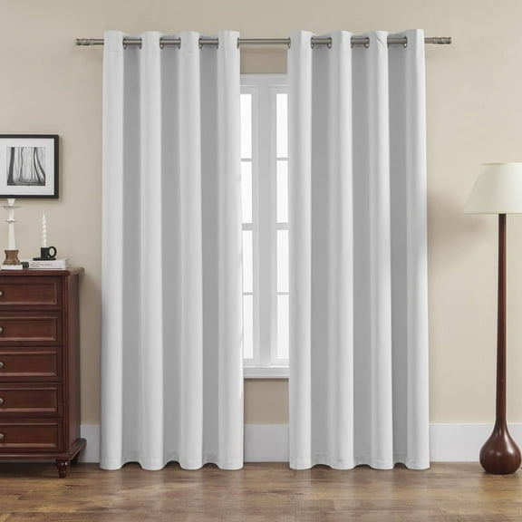 Utopia Alley Solid Blackout Window Curtains for Bedrooms and Living Rooms, Polyester Curtains, 2 Panels Set, (52" W × 96" L, Light Grey)