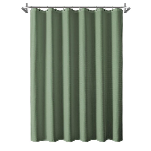 Utopia Alley Waffle Weave Shower Curtain for Bathroom, 120 GSM Weighted Polyester Bath Curtain (71" W × 79" H, Green)