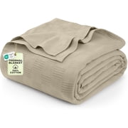 Utopia Bedding 100% Cotton Thermal Blanket Khaki Queen Size Soft, Lightweight, Breathable, Cozy Spring and Summer Blankets for Bed, Home Room Decor Gifts for Women and Men 90x90 Inches