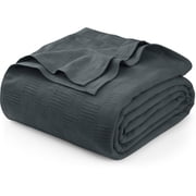 Utopia Bedding 100% Cotton Thermal Blanket Smoke Gray Twin Size Soft, Lightweight, Breathable, Cozy Spring and Summer Blanket for Couch and Sofa, Home Room Decor Gifts for Women and Men