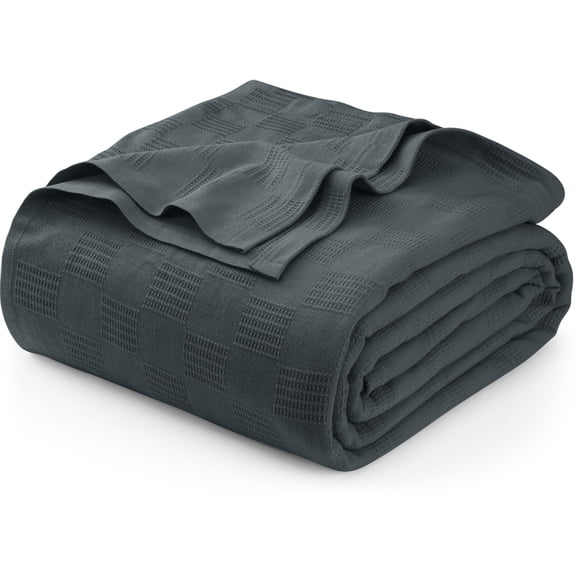 Utopia Bedding 100% Cotton Thermal Blanket Smoke Gray Twin Size Soft, Lightweight, Breathable, Cozy Spring and Summer Blanket for Couch and Sofa, Home Room Decor Gifts for Women and Men