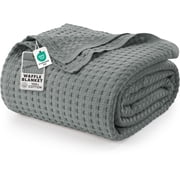 Utopia Bedding 100% Cotton Waffle Weave Blanket Full Size for Bed - Lightweight, Breathable Summer Blankets Soft and Cozy, Gifts for Women Home Room Decor Cool Grey, 90x84 Inch