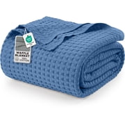 Utopia Bedding 100% Cotton Waffle Weave Blanket Twin Size for Couch Sofa Bed - Lightweight, Breathable Summer Blankets Soft and Cozy, Gifts for Women Home Room Decor Wedgewood, 90x72 Inch