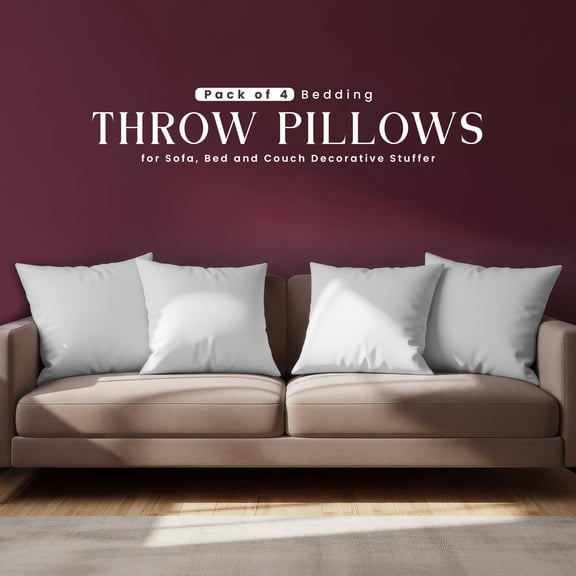 Utopia Bedding 16x16 White Throw Pillow Inserts (Set of 4) – Decorative Pillows for Bed & Couch