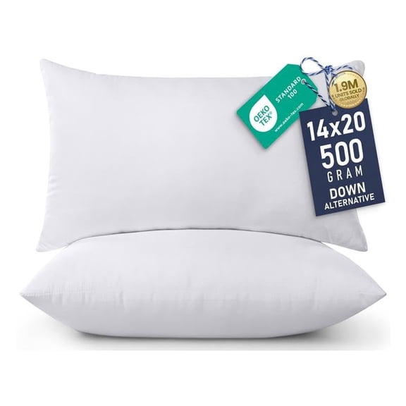 Utopia Bedding 14x20 Pillow Inserts, Set of 2, White Indoor Decorative Throw Pillows for Bed, Sofa & Couch Soft, Supportive & Fluffy Cushion Inserts