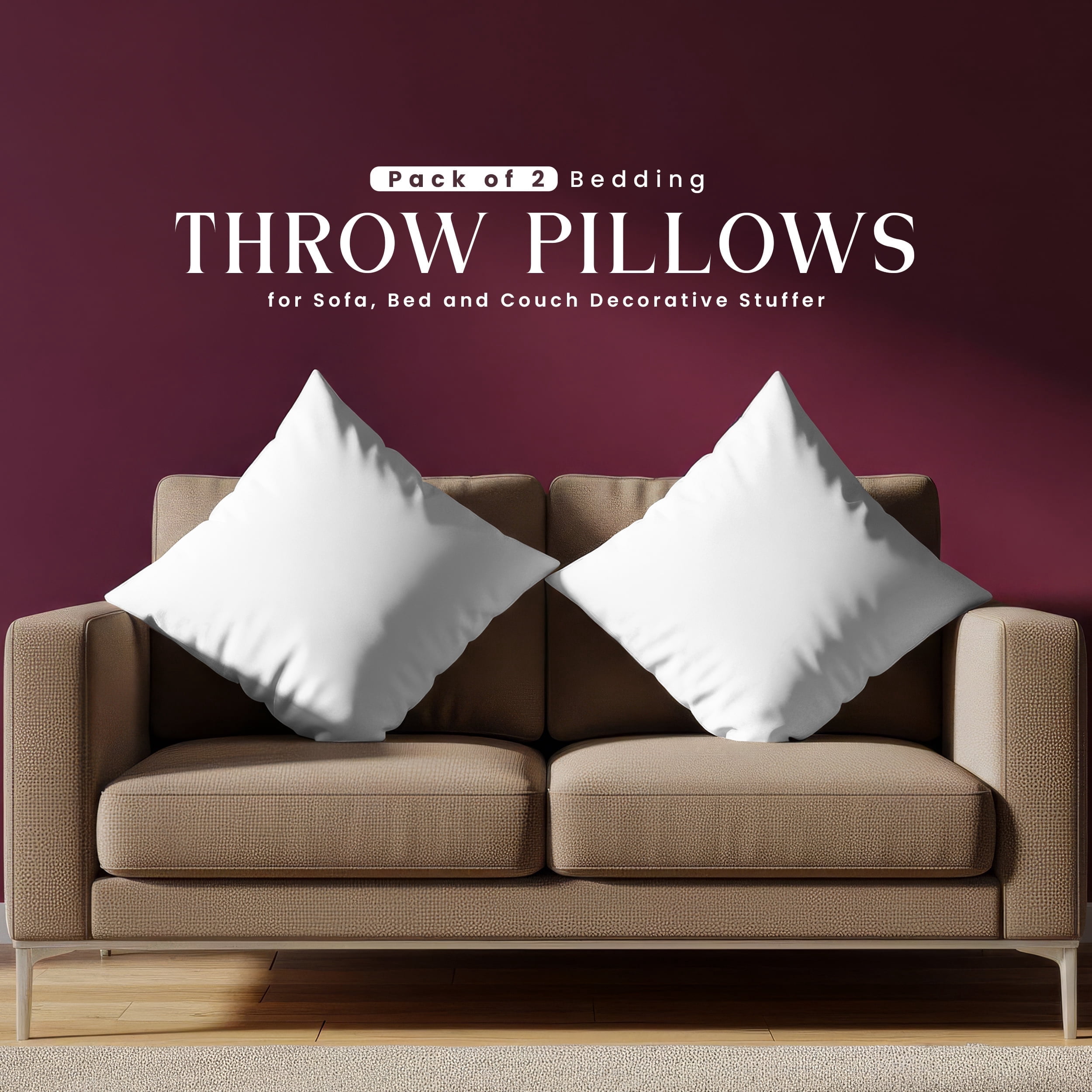 Utopia Bedding, Throw Pillow Insert, 18x18, White, Cotton - Walmart.com