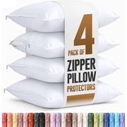 Utopia Bedding 4 Pack Pillow Protectors with Zipper Queen Size, Soft Brushed Microfiber Fabric Pillow Cases, Shrinkage and Fade Resistant Pillow Covers White