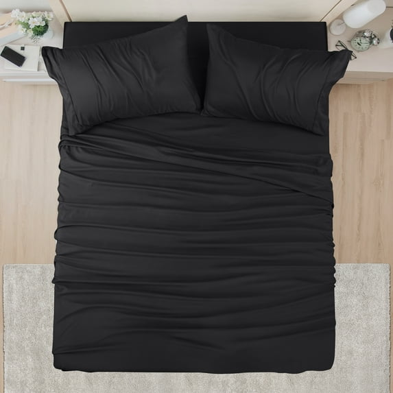 Utopia Bedding Solid Pack of 10 Bed Sheets Set For Adults - Microfiber, Fade Resistant (Queen, Black)