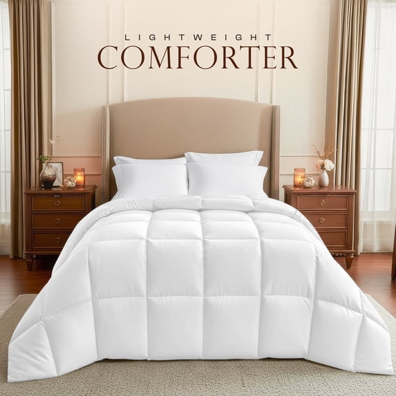 PEKUR All Season Comforter for Adults , Cozy & Lightweight,Box Stitched (Queen Size, White, 88"x88")