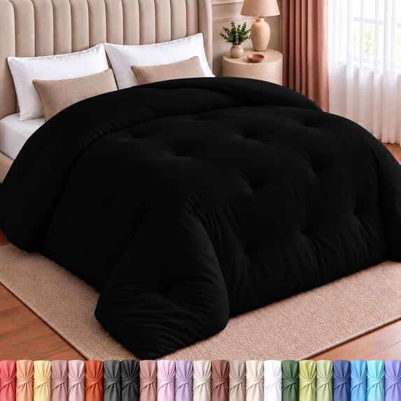 Utopia Bedding King Comforter Duvet Insert, All-Season Lightweight Down Alternative with Corner Tabs, Black, 90 x 102 in