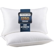 Utopia Bedding Bed Pillow with White Stripes - Set of 2 -Ultra Cozy and Relaxing For Adults King, 36\"L x 20\" W