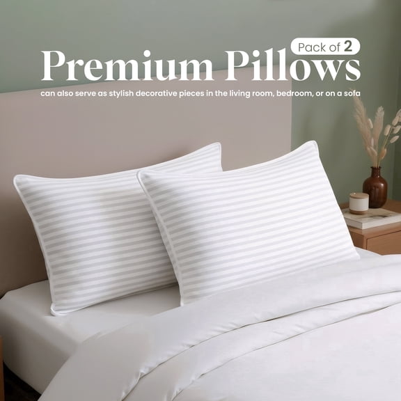 Utopia Bedding Bed Pillow with White Stripes - Ultra Cozy & Relaxing For Adults (King, 36"L x 20" W) (Set of 6)