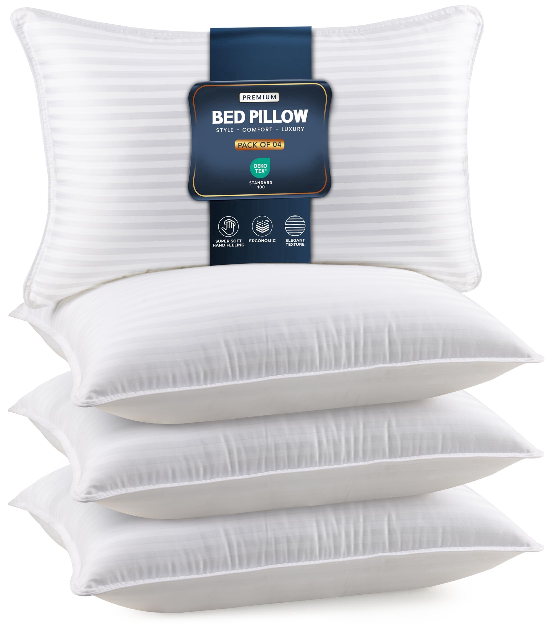 Utopia Bedding Bed Pillows for Sleeping Queen Size (White), Set of 4, Down Alternative Pillow for Sleeping, Cooling Hotel Quality Pillow Set for Back, Stomach or Side Sleepers