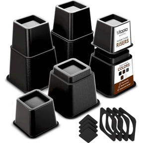 Utopia Bedding 8 Piece Premium Adjustable Furniture Risers (4 High and 4 Short) - Heavy Duty Riser with Strong Space Saving for Beds, Tables, Chairs or Sofas (3, 5 or 8 Inch) - Black