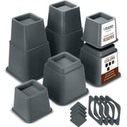 Utopia Bedding Adjustable Bed Risers, Grey   Supports up to 1,300 lbs, Stable Anti-Slip Design, 4-Pack, 3 & 5 Inch