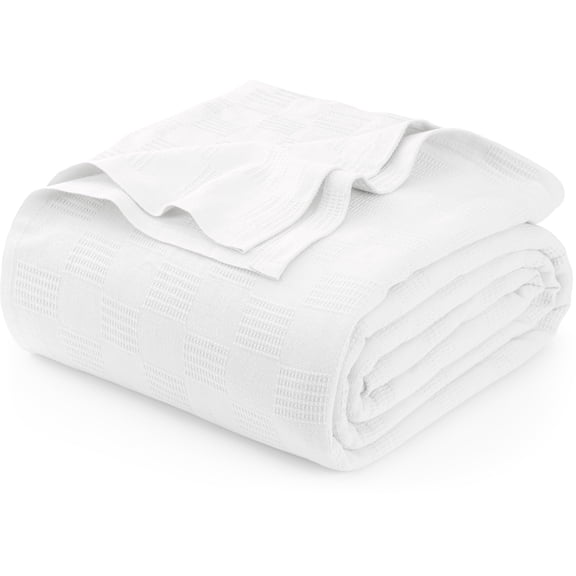 Utopia Bedding 100% Cotton Thermal Blanket White King Size Soft, Lightweight, Breathable, Cozy Spring and Summer Blankets for Bed, Home Room Decor Gifts for Women and Men (90x108 Inches)