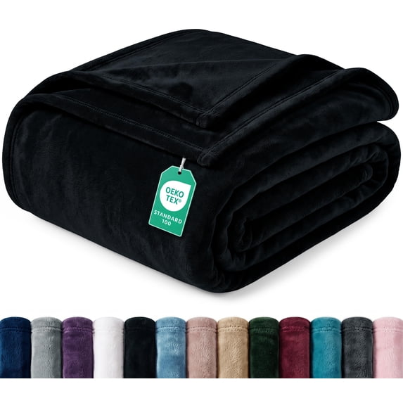 Utopia Bedding Black Fleece Blanket Queen Size Fuzzy Plush Anti-Static Microfiber Bed Blanket (90x90 Inch)
