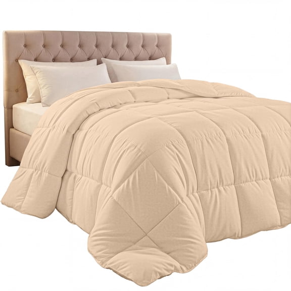 Utopia Bedding Queen Comforter Duvet Insert, Quilted Beige Comforter with Corner Tabs, Box Stitched Down Alternative Comforters Queen Size 88 x88 inches