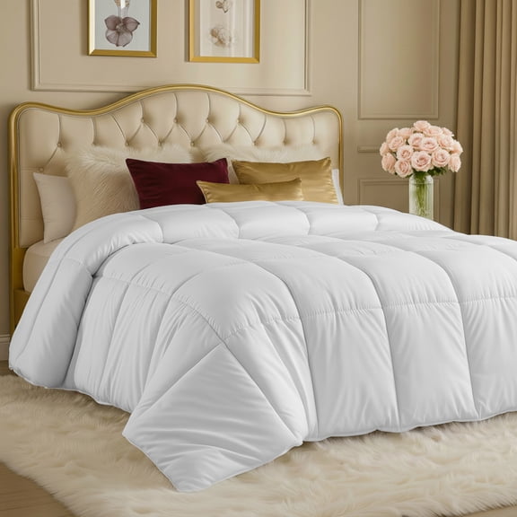 Utopia Bedding Comforter Full Size 82 x 86 Inches White, All Season Duvet Insert, Down Alternative Box Stitched Bed Comforter with Corner Tabs, Machine Washable