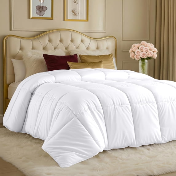 Utopia Bedding Comforter King Size 90 x 102 Inches White , All Season Duvet Insert, Down Alternative Box Stitched Bed Comforter with Corner Tabs, Machine Washable