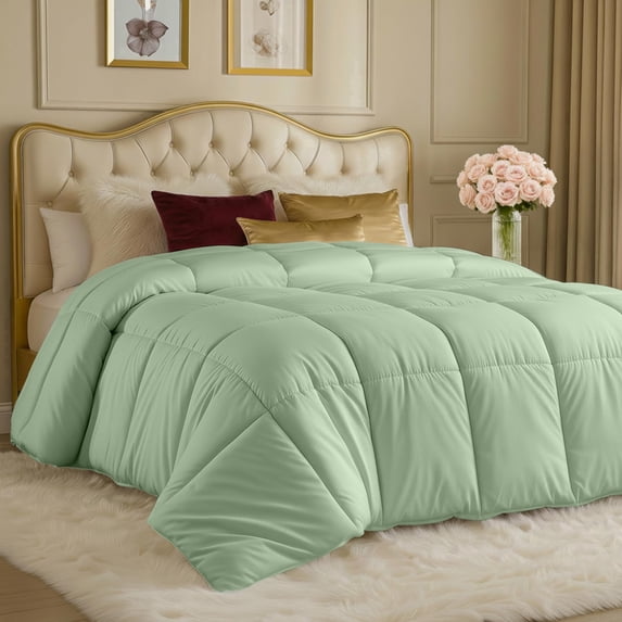 Utopia Bedding Comforters King Size, All Season Duvet Insert, Down Alternative Box Stitched Bed Comforter with Corner Tabs, Machine Washable (Sage Green)